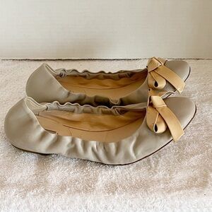 Giorgio Armani Dove Grey Leather Slip on 
ballet slipper shoes Sz 37.5 US Sz 7
